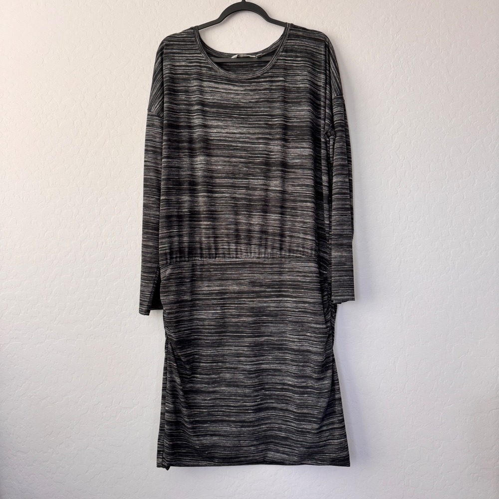 Athleta Avenues‎ Dress Long Sleeve Knit Space Dye Ruched Casual Comfy XL